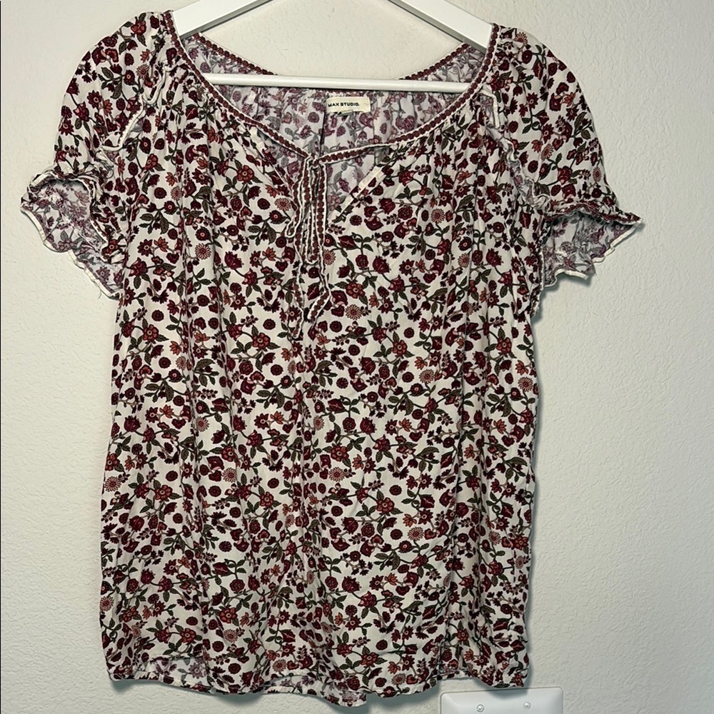 Max Studio Floral Print Women's Top Medium - Picture 1 of 4